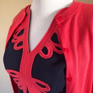 J Crew “The Clare” cardigan sweater in coral